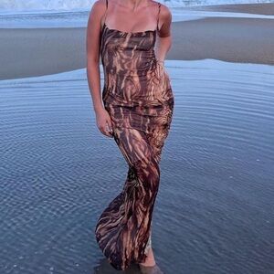 Animal tiger print maxi dress